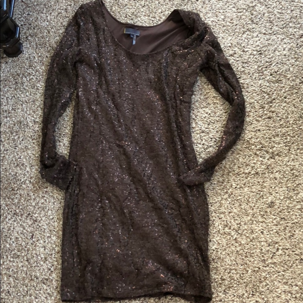Sparkly shiny long sleeve brown dress!